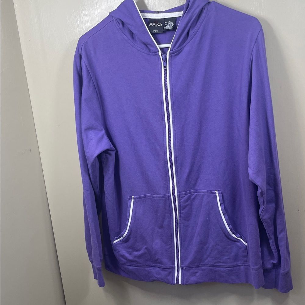 Erika Violet Zip Hoodie with White Trim